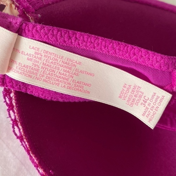 Victoria's Secret Purple Lace Floral Body by Victoria Lined Demi Bra Sexy Date - Picture 9 of 9